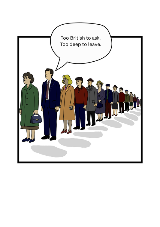 The Queue- Funny British Humour Greeting Card